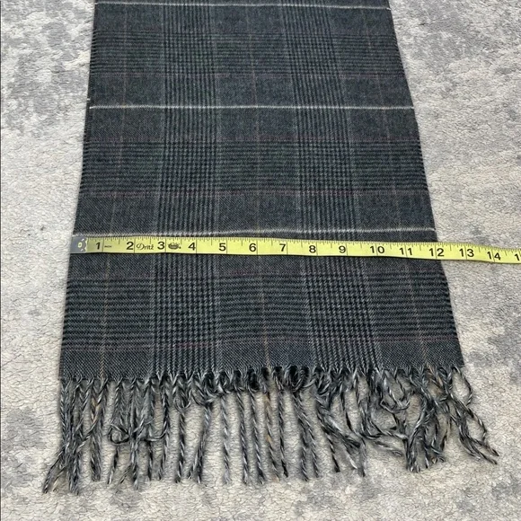 New Cashmink V Fraas Soft Acrylic Scarf Plaid Check Gray Fringe - Picture 6 of 6